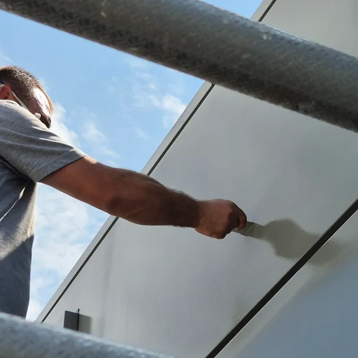 Detailopname van de gevelafwerking bij project Marssteden